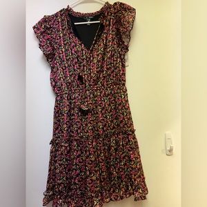 AQUA floral print ruffle dress